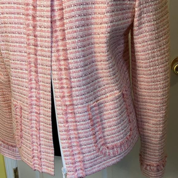 Women’s Blazer Size 12 apostrophe Pink Twead Jacket Purple Zipper in Front - Picture 5 of 14